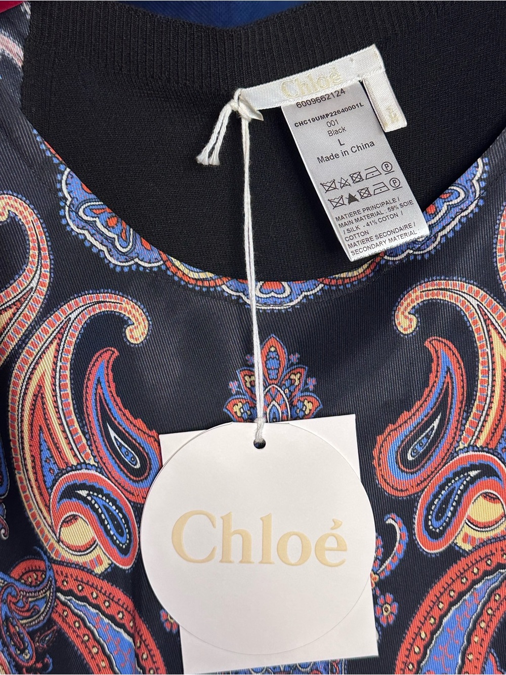 Chloé Black Paisley-Print Women's Sweatshirt with Red & Blue Accents